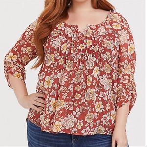 Torrid Floral Print Pleated Blouse